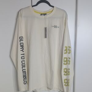 MLS Cream/Off White Long Sleeve Tee with Graphic Details